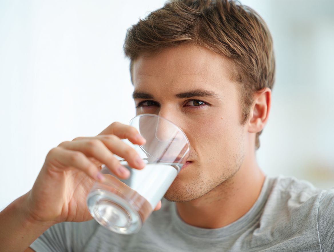Мужчина пьет воду